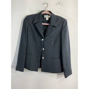 Womans Pettit Sophisticate Size 2P Button Down Cropped Blue Blazer